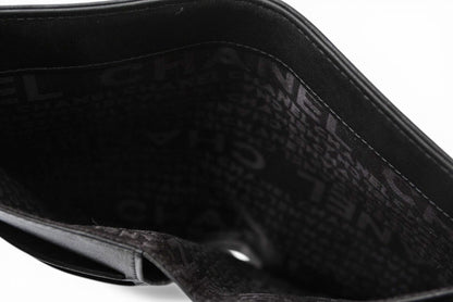 シャネル 財布 CHANEL がま口長財布 ラムスキン アイコン ブラック【中古】