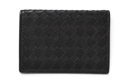 ボッテガヴェネタ カードケース/名刺入れ/パスケース/ID BOTTEGA VENETA イントレチャート レザー ブラック 113998【中古】