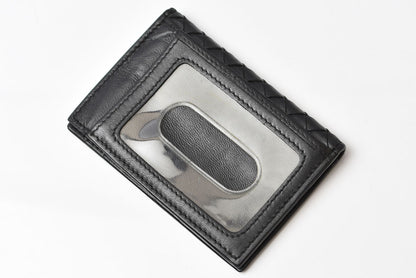 ボッテガヴェネタ カードケース/名刺入れ/パスケース/ID BOTTEGA VENETA イントレチャート レザー ブラック 113998【中古】