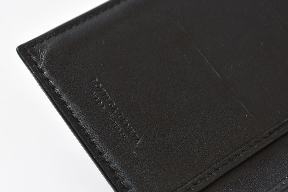 ボッテガヴェネタ カードケース/名刺入れ/パスケース/ID BOTTEGA VENETA イントレチャート レザー ブラック 113998【中古】
