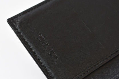 ボッテガヴェネタ カードケース/名刺入れ/パスケース/ID BOTTEGA VENETA イントレチャート レザー ブラック 113998【中古】