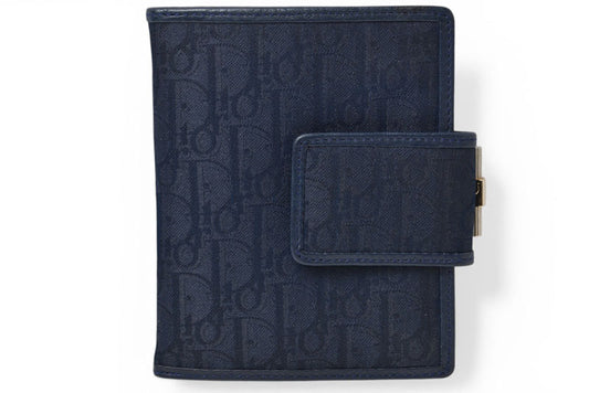 クリスチャンディオール がま口財布 Christian Dior 財布 トロッター ネイビー ヴィンテージ オールド【中古】