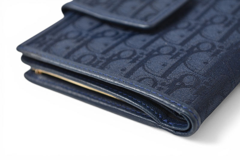 クリスチャンディオール がま口財布 Christian Dior 財布 トロッター ネイビー ヴィンテージ オールド【中古】