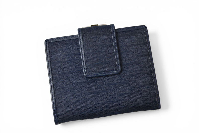 クリスチャンディオール がま口財布 Christian Dior 財布 トロッター ネイビー ヴィンテージ オールド【中古】