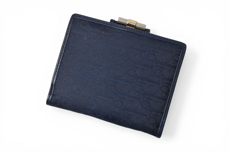 クリスチャンディオール がま口財布 Christian Dior 財布 トロッター ネイビー ヴィンテージ オールド【中古】
