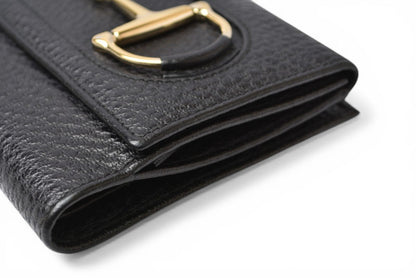 グッチ 財布 三つ折り ホースビット ブラック レザー 138029 コンパクトウォレット GUCCI レディース メンズ【中古】