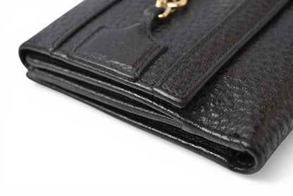 グッチ 財布 三つ折り ホースビット ブラック レザー 138029 コンパクトウォレット GUCCI レディース メンズ【中古】