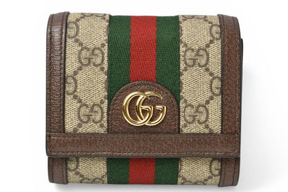 グッチ 未使用 財布/二つ折り GUCCI オフィディア 735579 96IWG 8745 ベージュ エボニー GGスプリーム レディース/メンズ【中古】