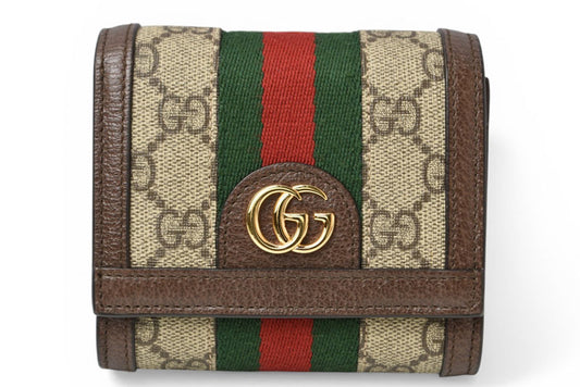 グッチ 未使用 財布/二つ折り GUCCI オフィディア 735579 96IWG 8745 ベージュ エボニー GGスプリーム レディース/メンズ【中古】