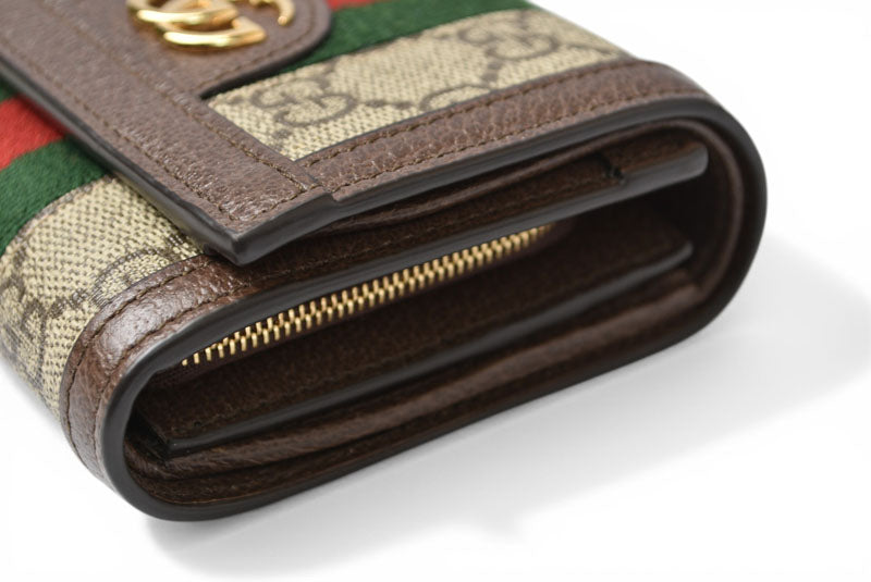 グッチ 未使用 財布/二つ折り GUCCI オフィディア 735579 96IWG 8745 ベージュ エボニー GGスプリーム レディース/メンズ【中古】