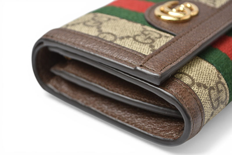 グッチ 未使用 財布/二つ折り GUCCI オフィディア 735579 96IWG 8745 ベージュ エボニー GGスプリーム レディース/メンズ【中古】