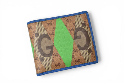 グッチ 財布 メンズ GUCCI 折財布 GGランバス プリント ブラウン/ブルー 673000【中古】