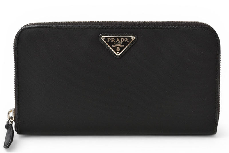 プラダ 財布 PRADA 長財布/ラウンドファスナー 1ML506 TESSUTO/テスート ブラック【中古】