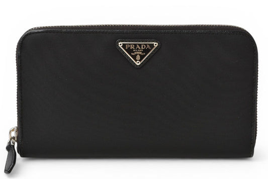 プラダ 財布 PRADA 長財布/ラウンドファスナー 1ML506 TESSUTO/テスート ブラック【中古】