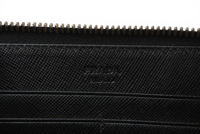 プラダ 財布 PRADA 長財布/ラウンドファスナー 1ML506 TESSUTO/テスート ブラック【中古】