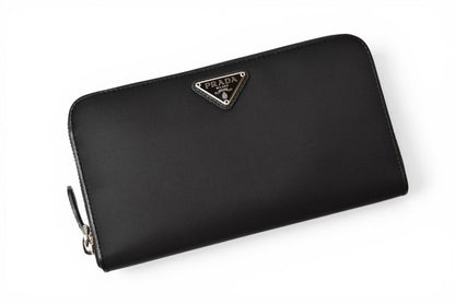 プラダ 財布 PRADA 長財布/ラウンドファスナー 1ML506 TESSUTO/テスート ブラック【中古】