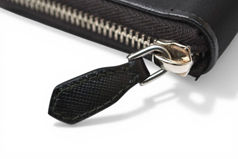 プラダ 財布 PRADA 長財布/ラウンドファスナー 1ML506 TESSUTO/テスート ブラック【中古】