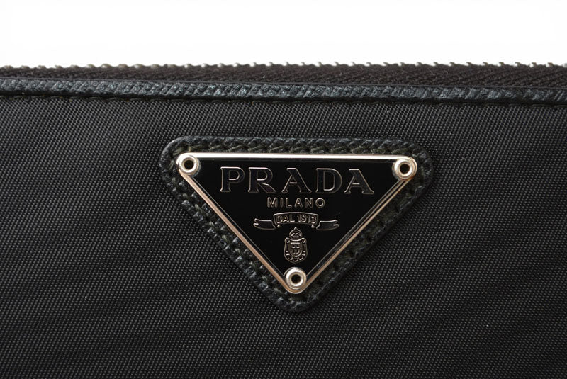 プラダ 財布 PRADA 長財布/ラウンドファスナー 1ML506 TESSUTO/テスート ブラック【中古】