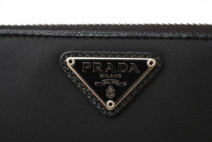 プラダ 財布 PRADA 長財布/ラウンドファスナー 1ML506 TESSUTO/テスート ブラック【中古】