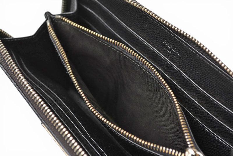 プラダ 財布 PRADA 長財布/ラウンドファスナー 1ML506 TESSUTO/テスート ブラック【中古】
