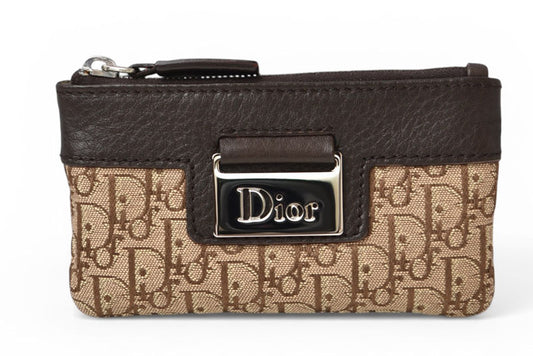 クリスチャンディオール キーポーチ/コインケース Christian Dior ストリートシック ベージュ/ブラウン【中古】