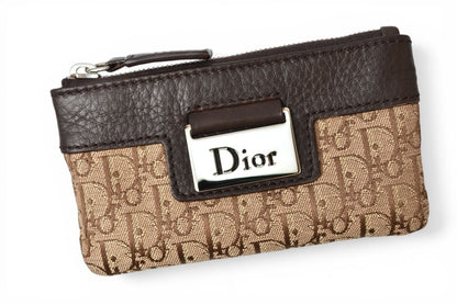 クリスチャンディオール キーポーチ/コインケース Christian Dior ストリートシック ベージュ/ブラウン【中古】