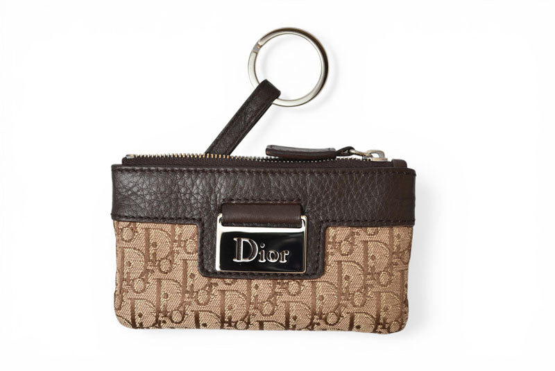 クリスチャンディオール キーポーチ/コインケース Christian Dior ストリートシック ベージュ/ブラウン【中古】