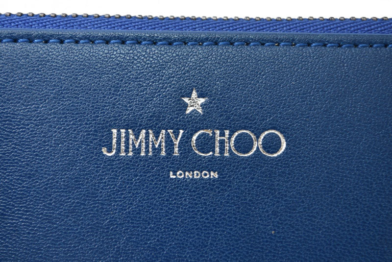 ジミーチュウ コインケース/カードホルダー JIMMY CHOO フラグメントケース ブルー 192INGO.SAZ【中古】