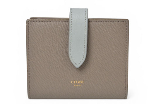 セリーヌ 財布/二つ折 CELINE ミニ財布 ストラップウォレット バイカラー グレー/ブルー系【中古】