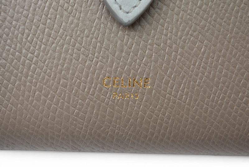 セリーヌ 財布/二つ折 CELINE ミニ財布 ストラップウォレット バイカラー グレー/ブルー系【中古】