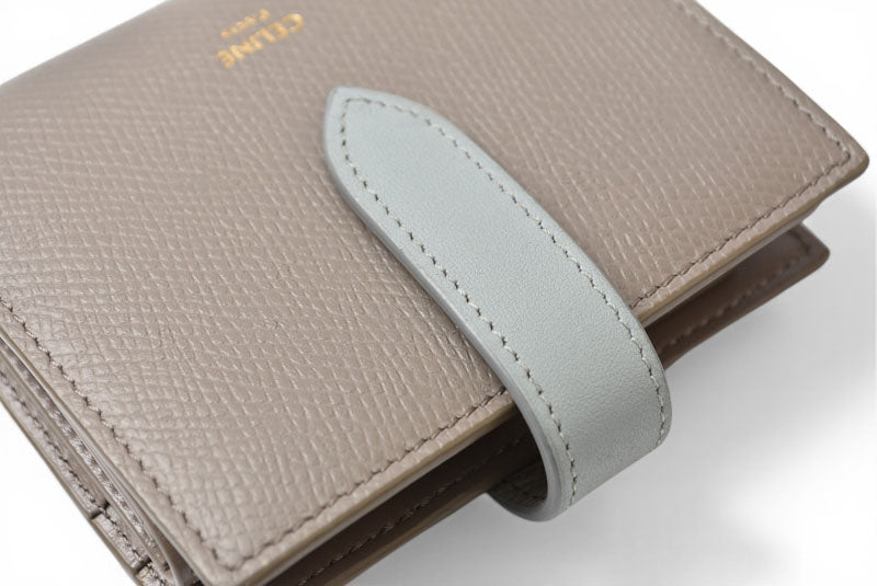 セリーヌ 財布/二つ折 CELINE ミニ財布 ストラップウォレット バイカラー グレー/ブルー系【中古】
