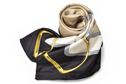 セリーヌ スカーフ ヴィンテージ CELINE スカーフ カレ90 馬車/馬具 ゴールド/ホワイト/ブラック【中古】