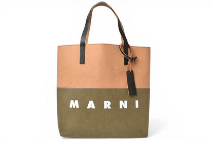 マルニ トートバッグ ペーパーショッピングバッグ MARNI A4対応 レディース メンズ ユニセックス バイカラー ブラウン カーキ【中古】