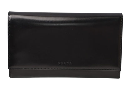 プラダ 美品 財布 PRADA 長財布 1M0608 VITELLO/レザー NERO/ブラック ヴィンテージ【中古】