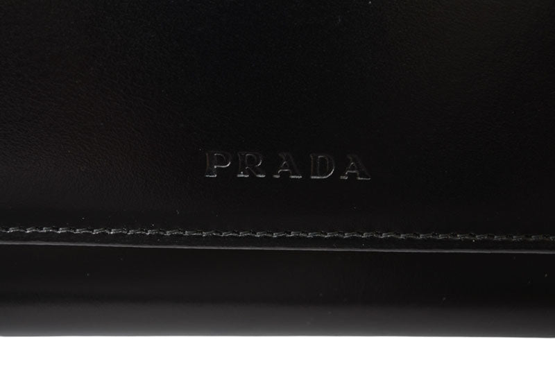 プラダ 美品 財布 PRADA 長財布 1M0608 VITELLO/レザー NERO/ブラック ヴィンテージ【中古】