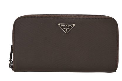 プラダ アウトレット 財布 PRADA 長財布/ラウンドファスナー M506 TESSUTO/テスート ダークブラウン【中古】