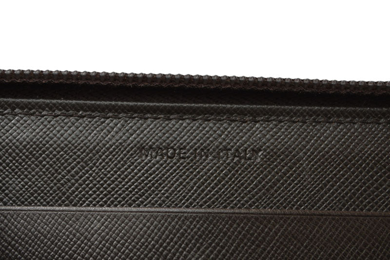 プラダ アウトレット 財布 PRADA 長財布/ラウンドファスナー M506 TESSUTO/テスート ダークブラウン【中古】