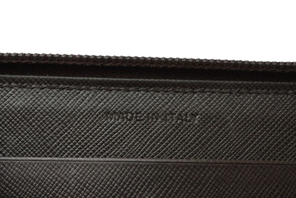 プラダ アウトレット 財布 PRADA 長財布/ラウンドファスナー M506 TESSUTO/テスート ダークブラウン【中古】