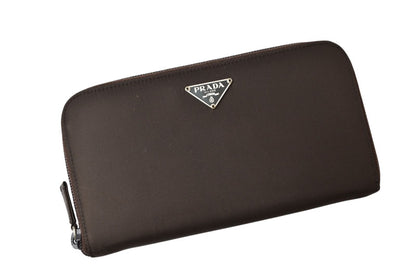 プラダ アウトレット 財布 PRADA 長財布/ラウンドファスナー M506 TESSUTO/テスート ダークブラウン【中古】