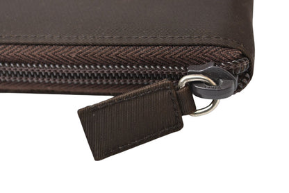 プラダ アウトレット 財布 PRADA 長財布/ラウンドファスナー M506 TESSUTO/テスート ダークブラウン【中古】