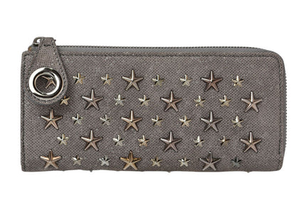 ジミーチュウ 財布/L字ファスナー JIMMY CHOO 財布 レザー スタースタッズ チャコールグレー【中古】