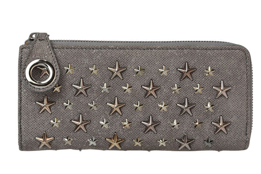 ジミーチュウ 財布/L字ファスナー JIMMY CHOO 財布 レザー スタースタッズ チャコールグレー【中古】