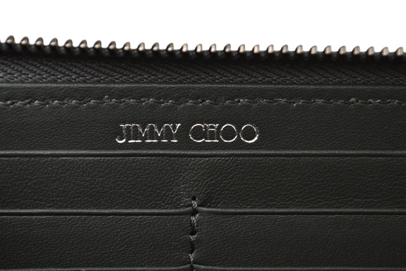 ジミーチュウ 財布/L字ファスナー JIMMY CHOO 財布 レザー スタースタッズ チャコールグレー【中古】