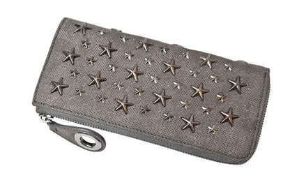 ジミーチュウ 財布/L字ファスナー JIMMY CHOO 財布 レザー スタースタッズ チャコールグレー【中古】