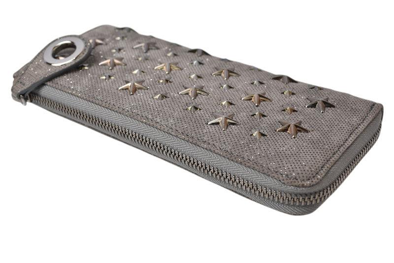 ジミーチュウ 財布/L字ファスナー JIMMY CHOO 財布 レザー スタースタッズ チャコールグレー【中古】