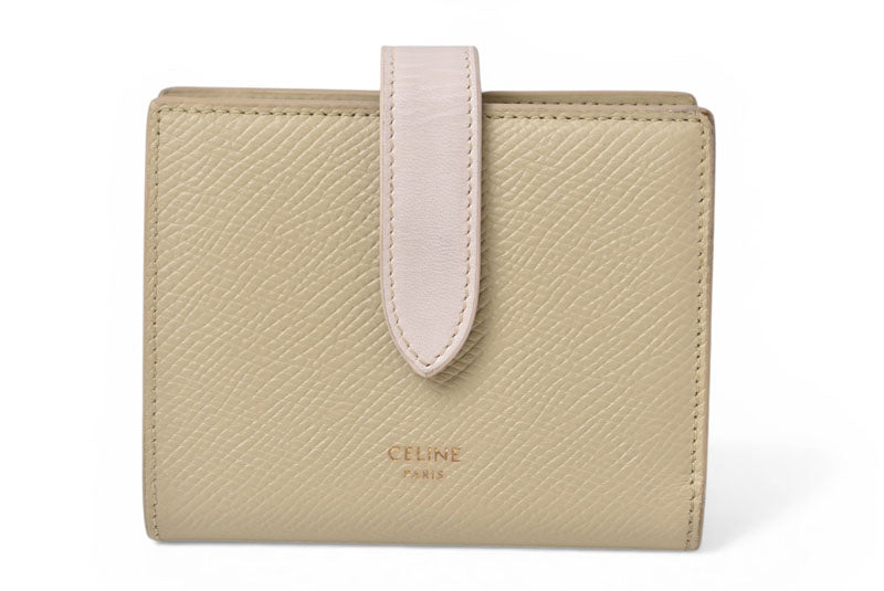 セリーヌ 財布/二つ折 CELINE ミニ財布 ストラップウォレット バイカラー テラコッタ/ライトピンク【中古】