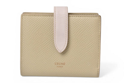 セリーヌ 財布/二つ折 CELINE ミニ財布 ストラップウォレット バイカラー テラコッタ/ライトピンク【中古】