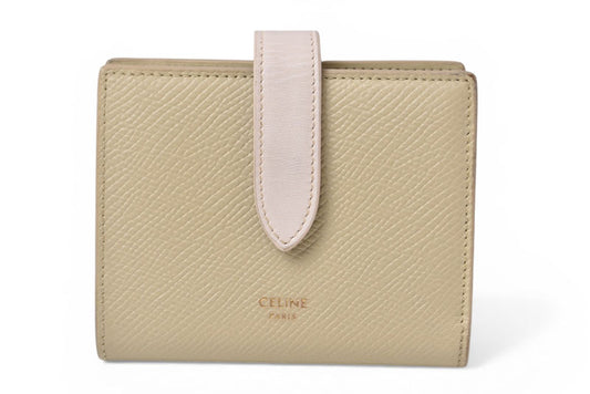 セリーヌ 財布/二つ折 CELINE ミニ財布 ストラップウォレット バイカラー テラコッタ/ライトピンク【中古】