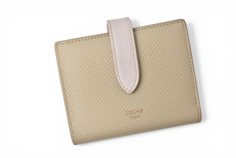 セリーヌ 財布/二つ折 CELINE ミニ財布 ストラップウォレット バイカラー テラコッタ/ライトピンク【中古】