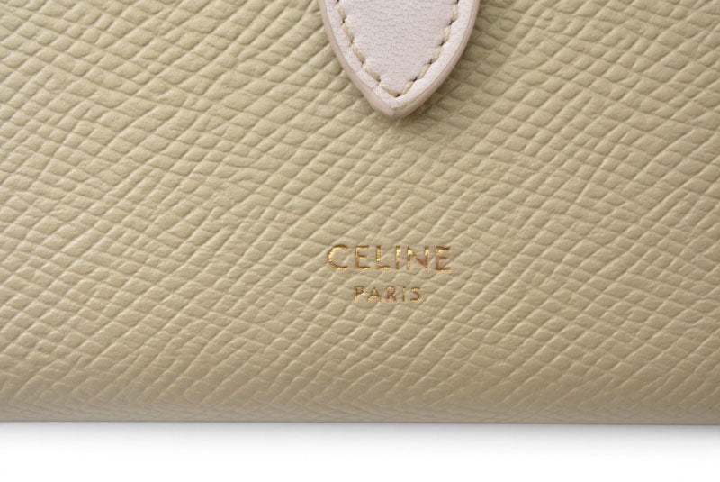 セリーヌ 財布/二つ折 CELINE ミニ財布 ストラップウォレット バイカラー テラコッタ/ライトピンク【中古】